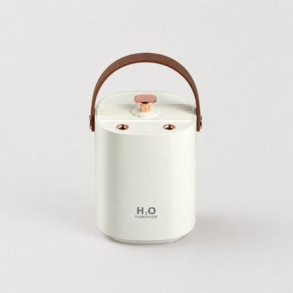 QuietMist rechargeable humidifier with dual mist outlets and carry handle