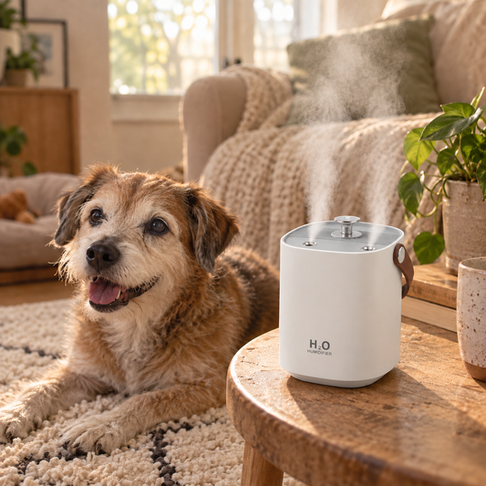 QuietMist rechargeable humidifier product details with 1.2 L tank and dual spray