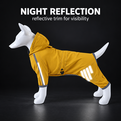 RainGuard hooded dog raincoat fit and coverage detail
