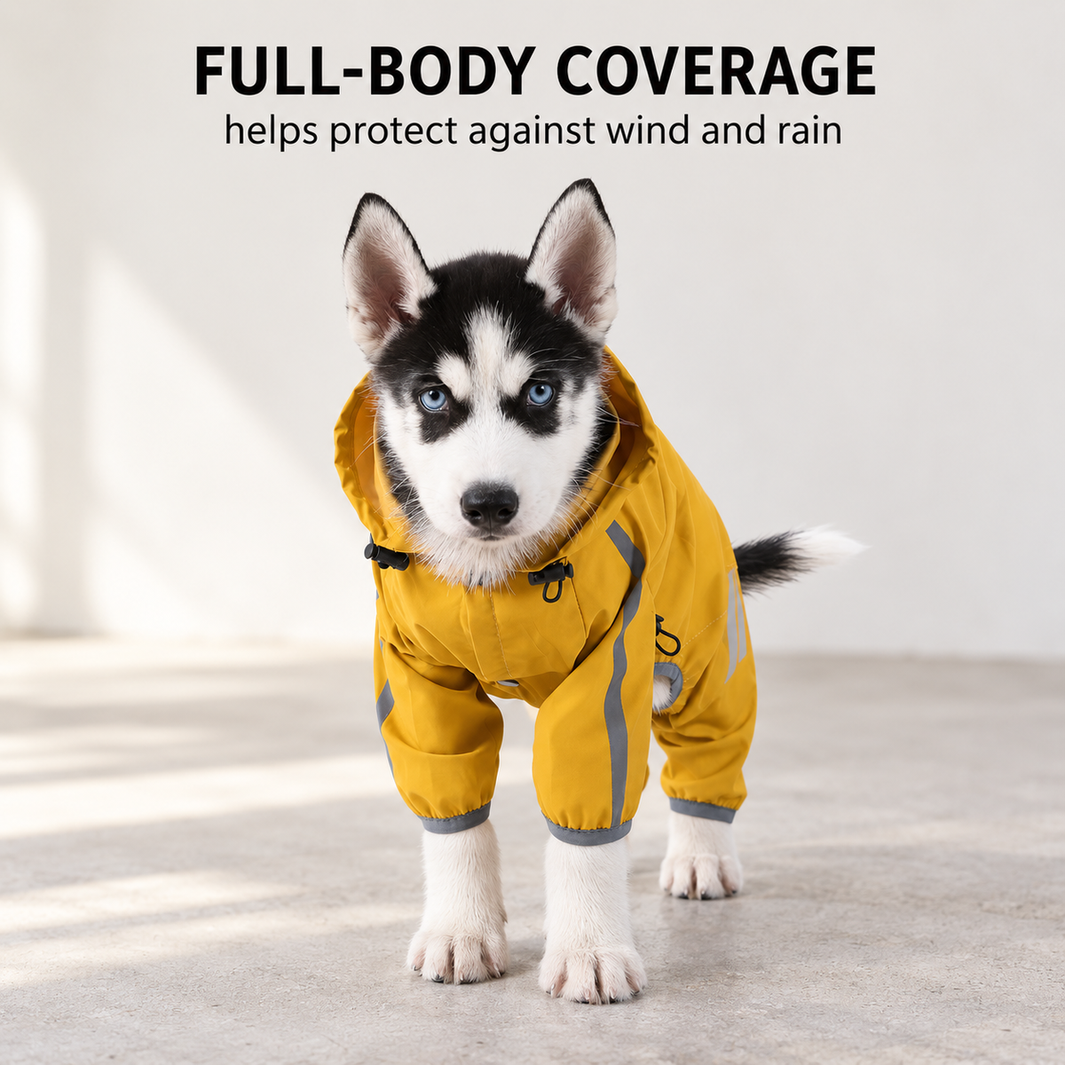 RainGuard waterproof dog raincoat with four-leg coverage