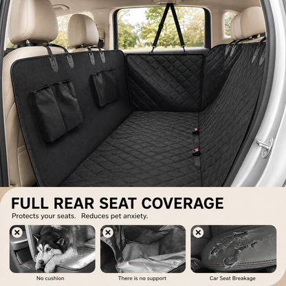 RoadNest dog car hammock installed across a vehicle back seat for everyday pet travel