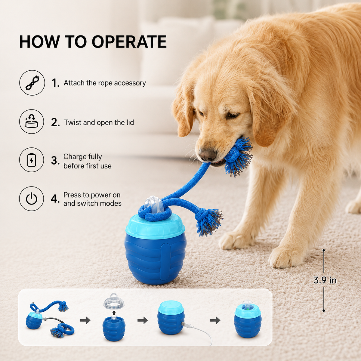 SmartMotion dog ball showing automatic direction changes for unpredictable chasing play