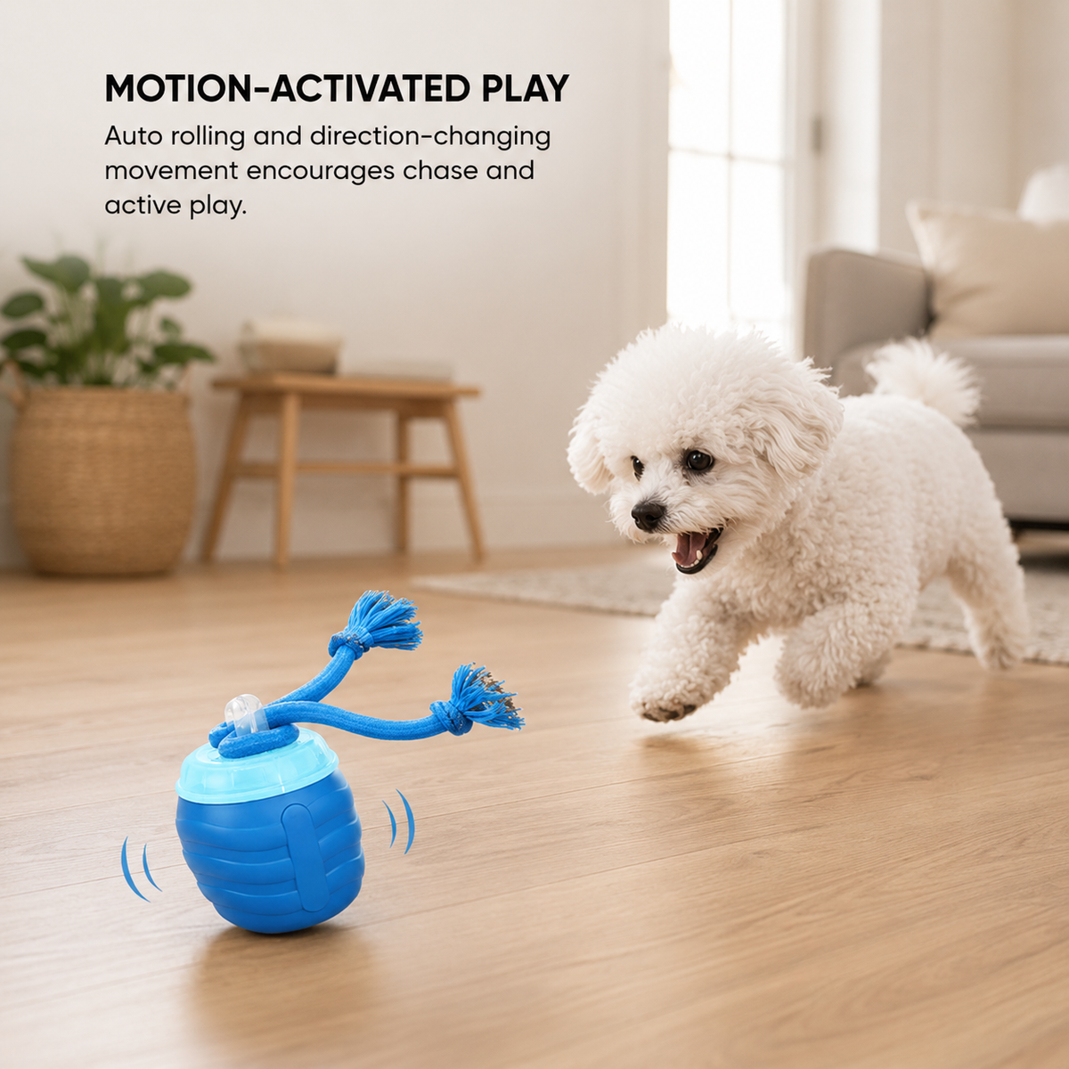 SmartMotion dog ball with motion-activated play response for engaging dog activity