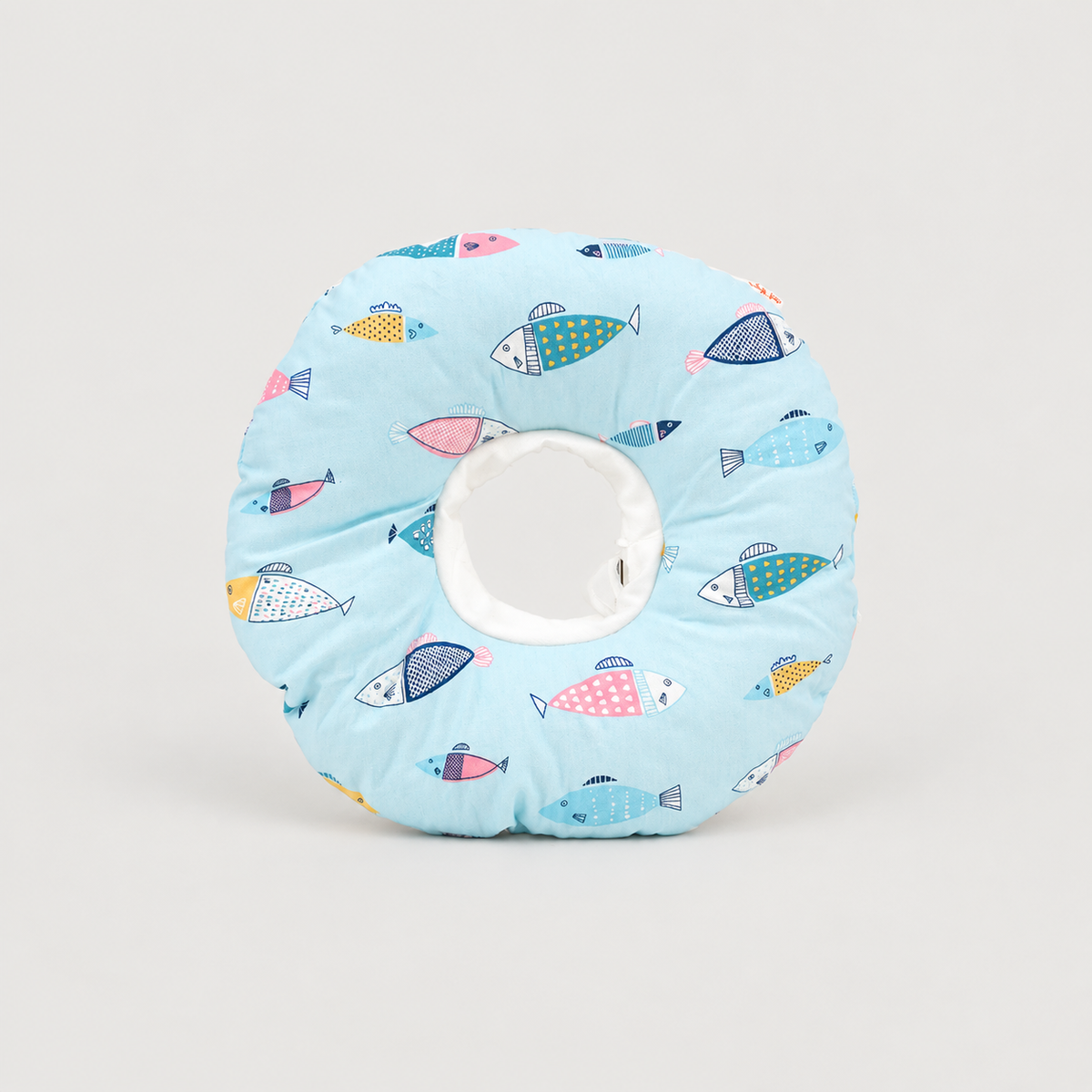 Soft dog recovery donut collar in Blue Fish print