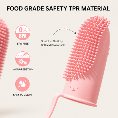 Soft TPR double-finger pet toothbrush material for gentle oral care