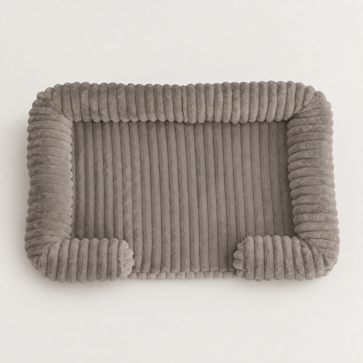 Brown SoftHaven ribbed bolster dog bed with supportive raised sides