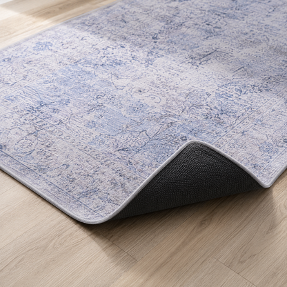 Close-up of SteadyPath runner rug with durable edge and non-slip backing