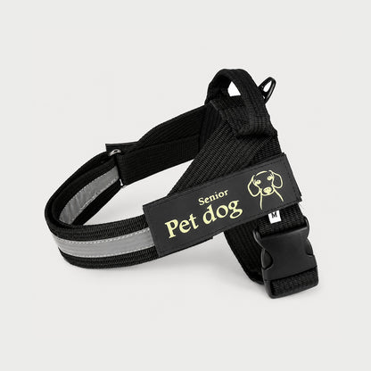 Black SteadySupport reflective senior dog harness with top control handle