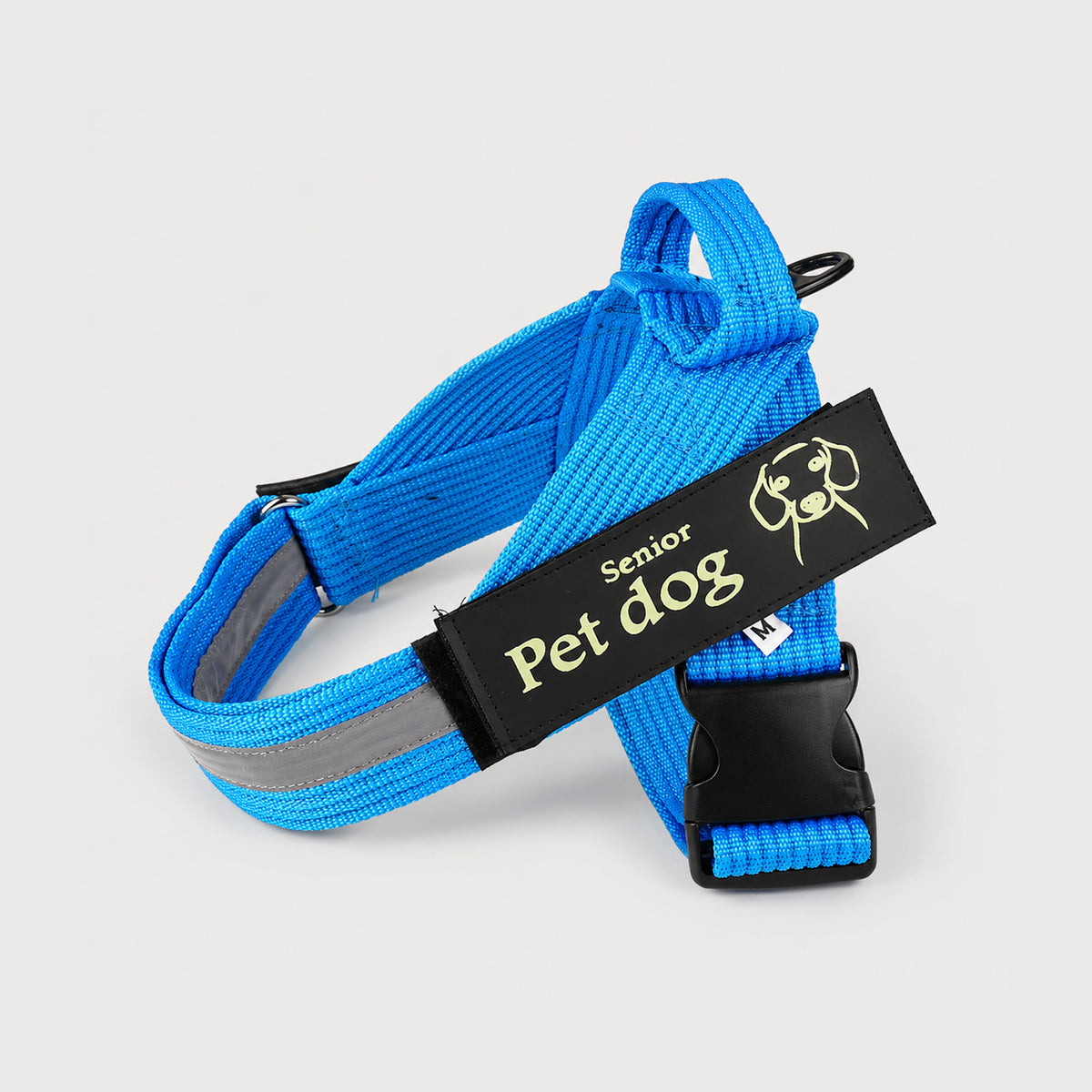 Blue SteadySupport reflective senior dog harness with adjustable straps