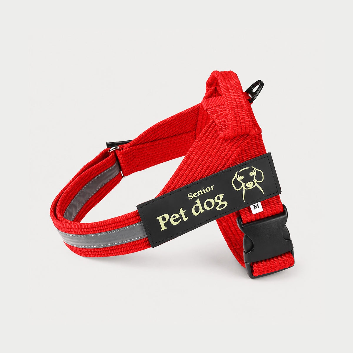 Red SteadySupport reflective senior dog harness with top control handle