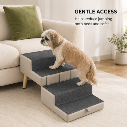 StepNest four-step dog stairs designed to provide gradual access to beds and sofas