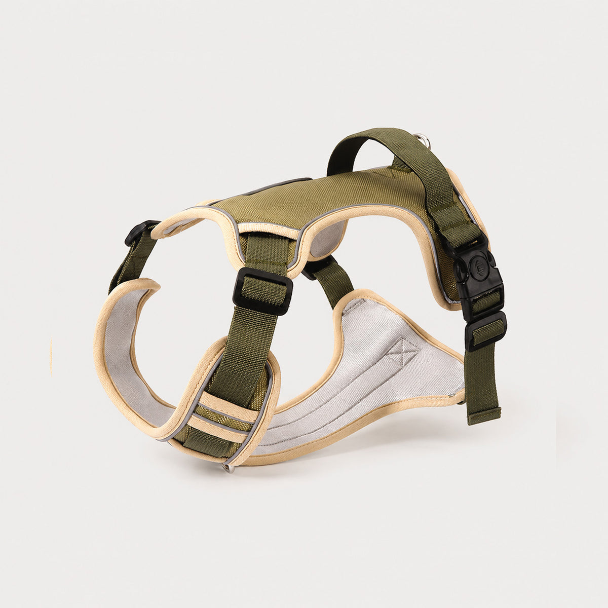 Close-up of SureStep padded senior dog harness with top support handle