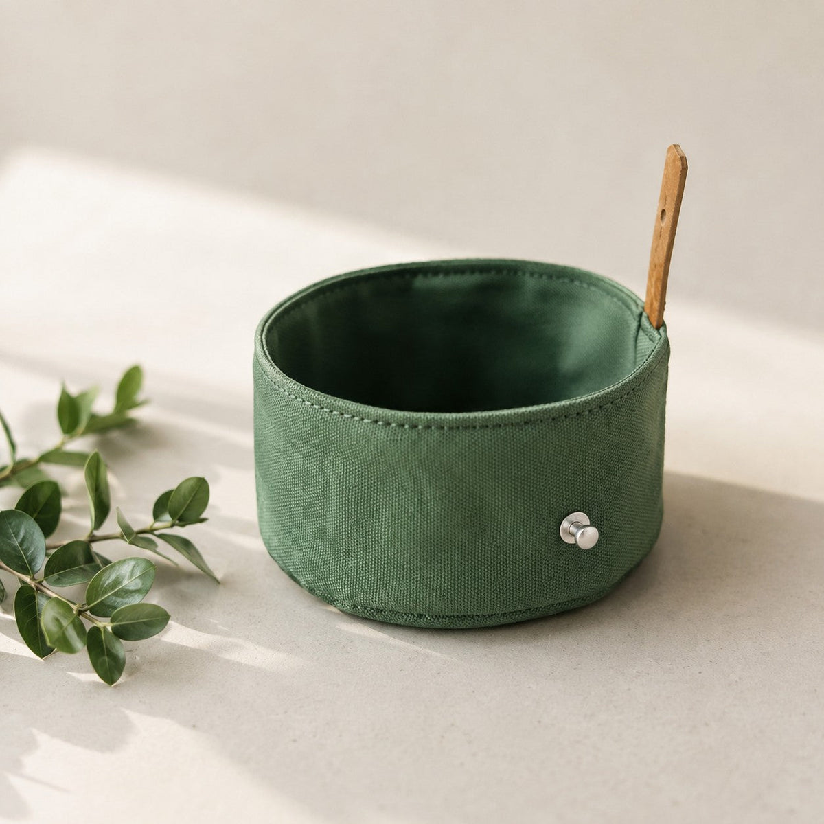 Green TrailFold foldable travel dog bowl opened for food or water