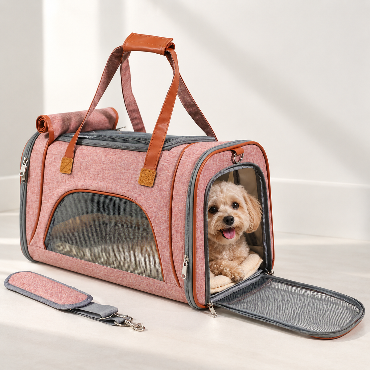TrailNest comfort travel carrier for small dogs with breathable mesh ventilation