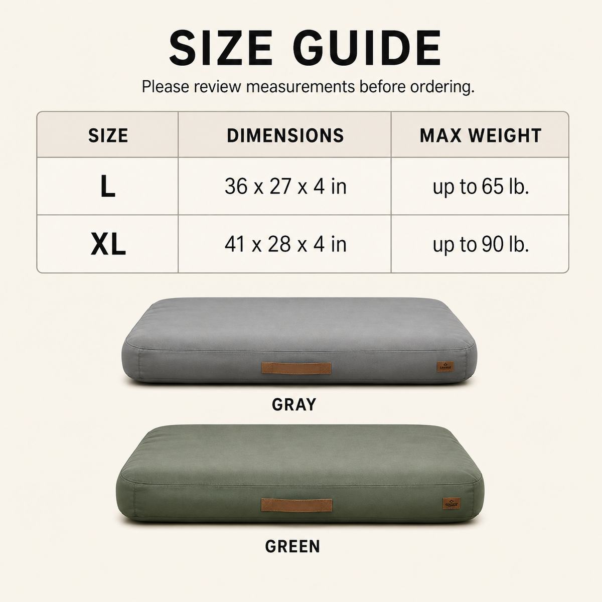 TrailRest inflatable dog bed size guide