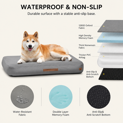 Waterproof Oxford fabric detail on the TrailRest inflatable outdoor dog bed.