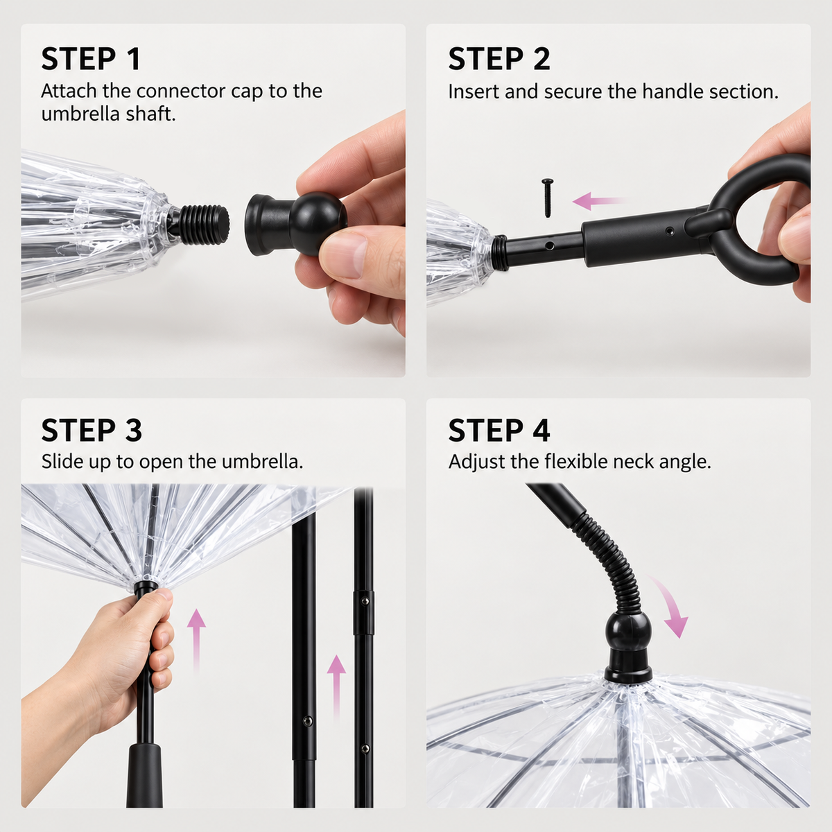 Clear dog umbrella designed for small pet walks in rainy weather