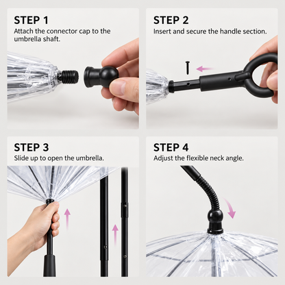 Clear dog umbrella designed for small pet walks in rainy weather