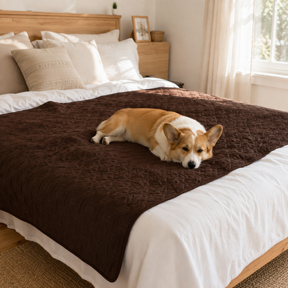 Waterproof dog mat in brown, dark gray, khaki and light gray